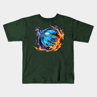 Abstract Burning Basketball Ball Kids T-Shirt